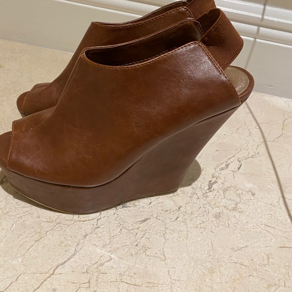 Madden Girl Cognac Wedges